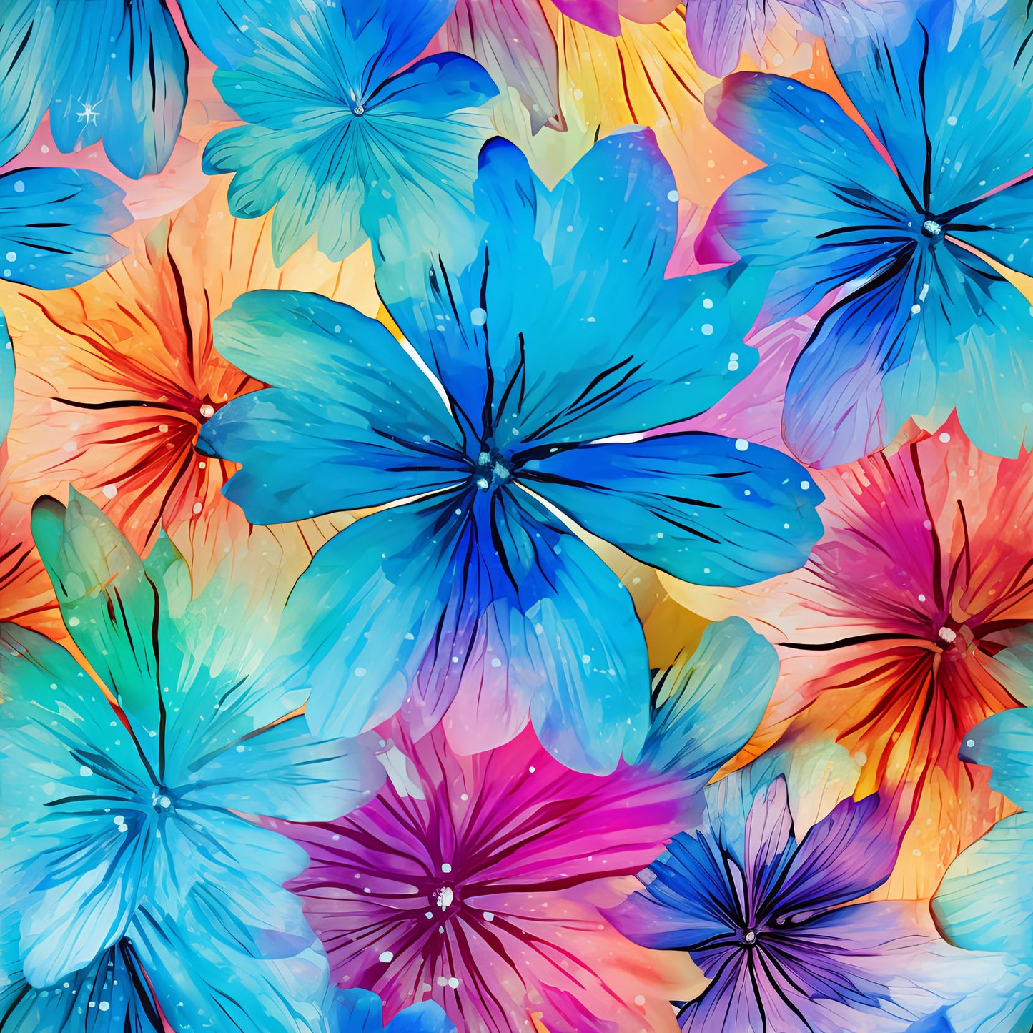 TIE DYE FLOWERS VINYL - MULTIPLE VARIATIONS