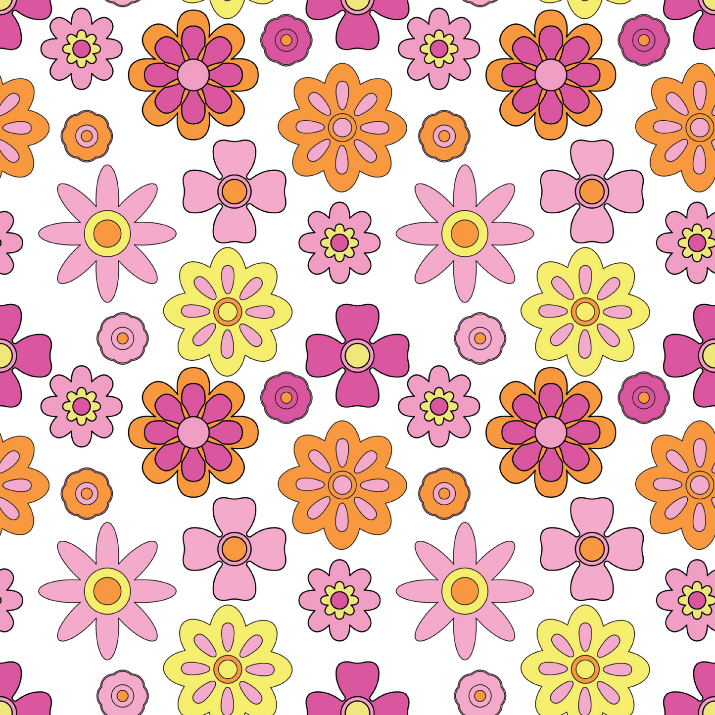 GROOVY FLOWERS PATTERN VINYL - MULTIPLE VARIATIONS