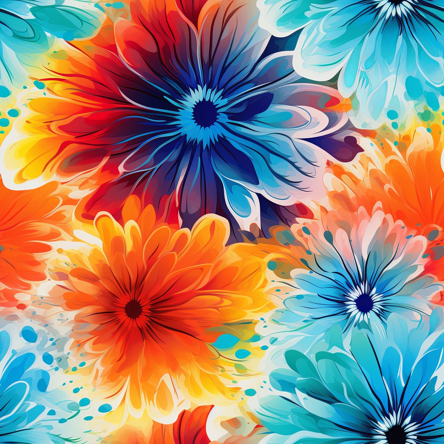 TIE DYE FLOWERS VINYL - MULTIPLE VARIATIONS