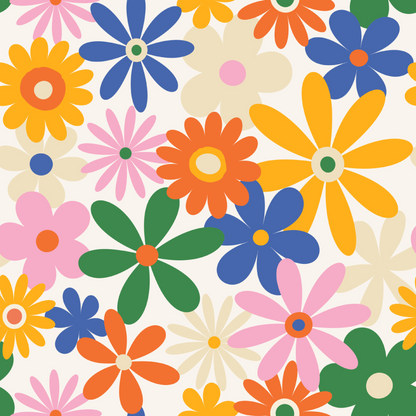 GROOVY FLOWERS PATTERN VINYL - MULTIPLE VARIATIONS