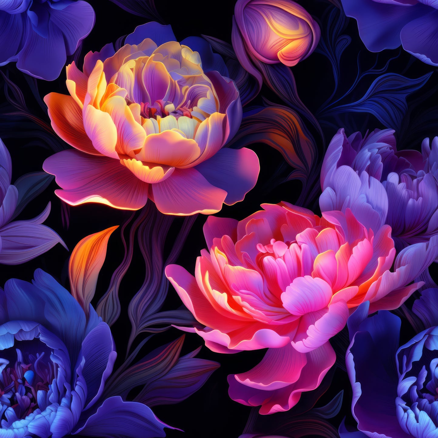 NEON PEONIES - MULTIPLE VARIATIONS