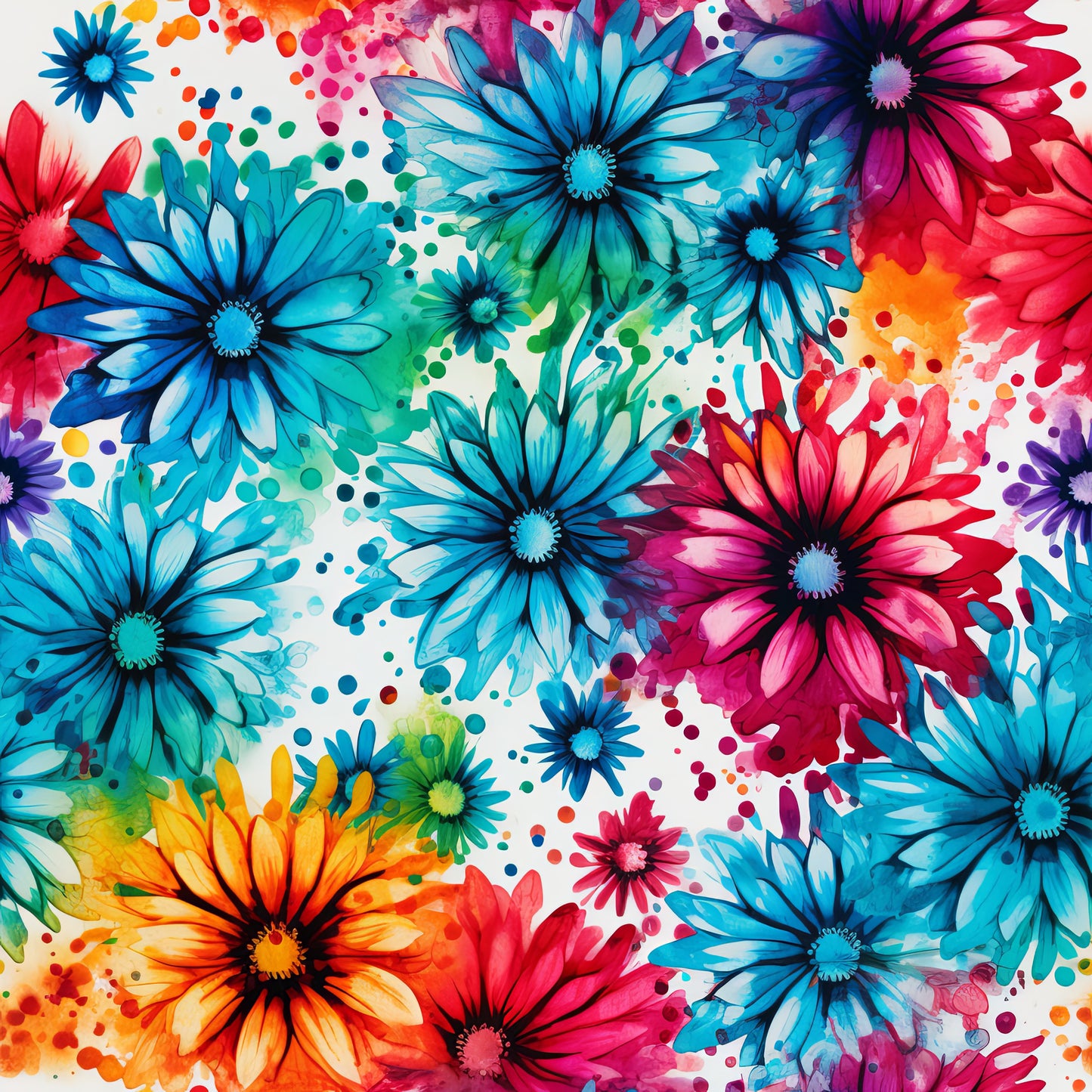 TIE DYE FLOWERS VINYL - MULTIPLE VARIATIONS