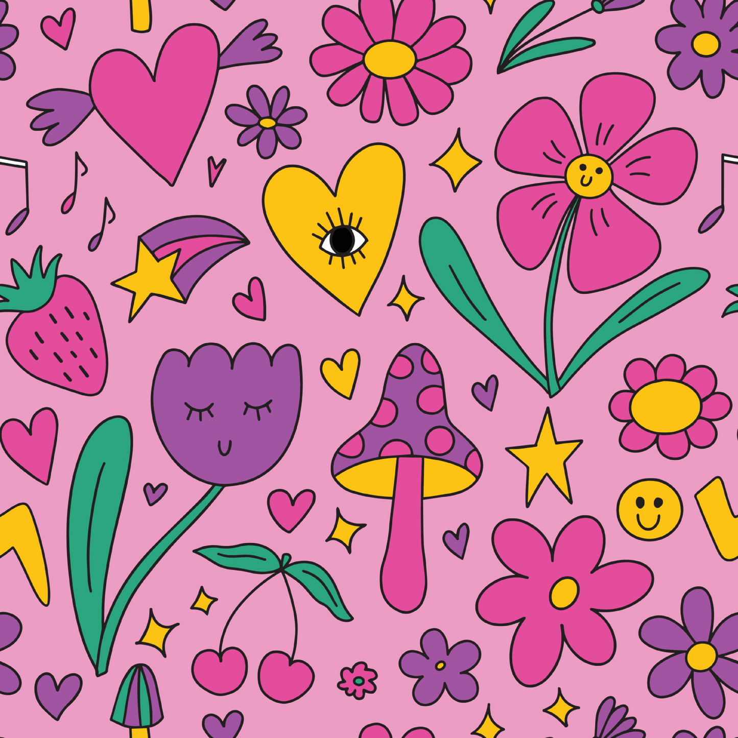 GROOVY FLOWERS PATTERN VINYL - MULTIPLE VARIATIONS