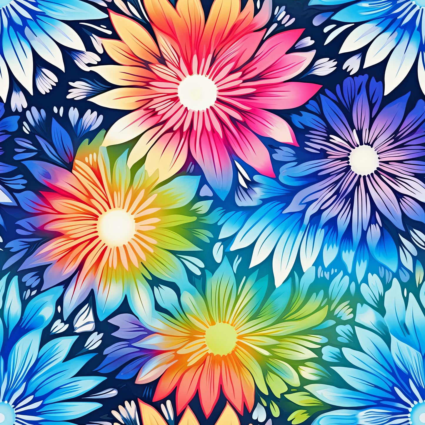 TIE DYE FLOWERS VINYL - MULTIPLE VARIATIONS