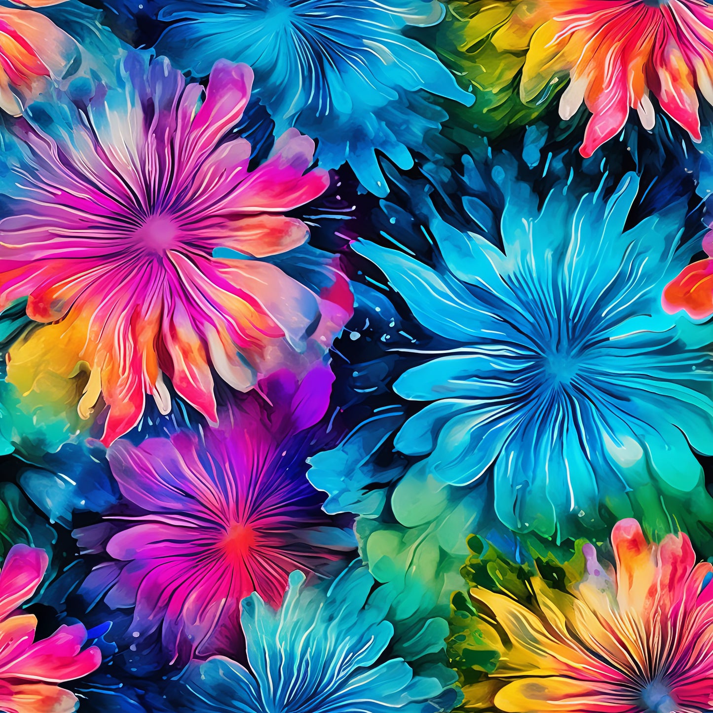 TIE DYE FLOWERS VINYL - MULTIPLE VARIATIONS
