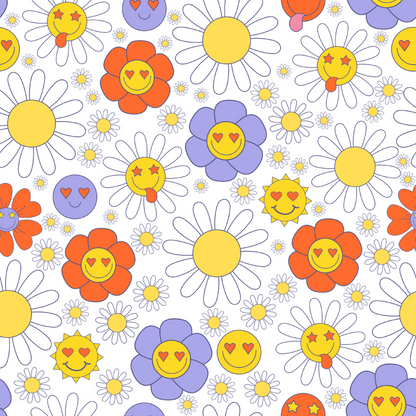 GROOVY FLOWERS PATTERN VINYL - MULTIPLE VARIATIONS