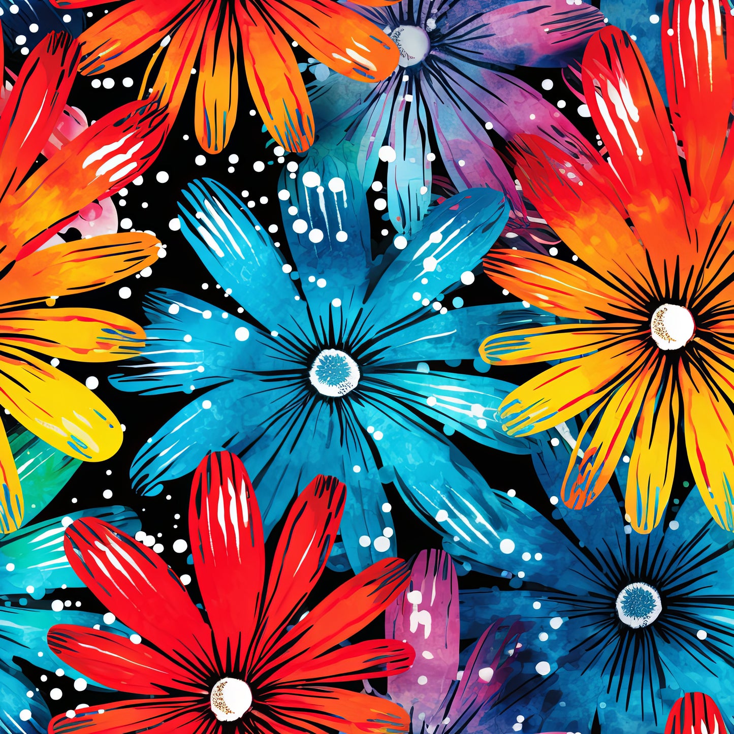 TIE DYE FLOWERS VINYL - MULTIPLE VARIATIONS
