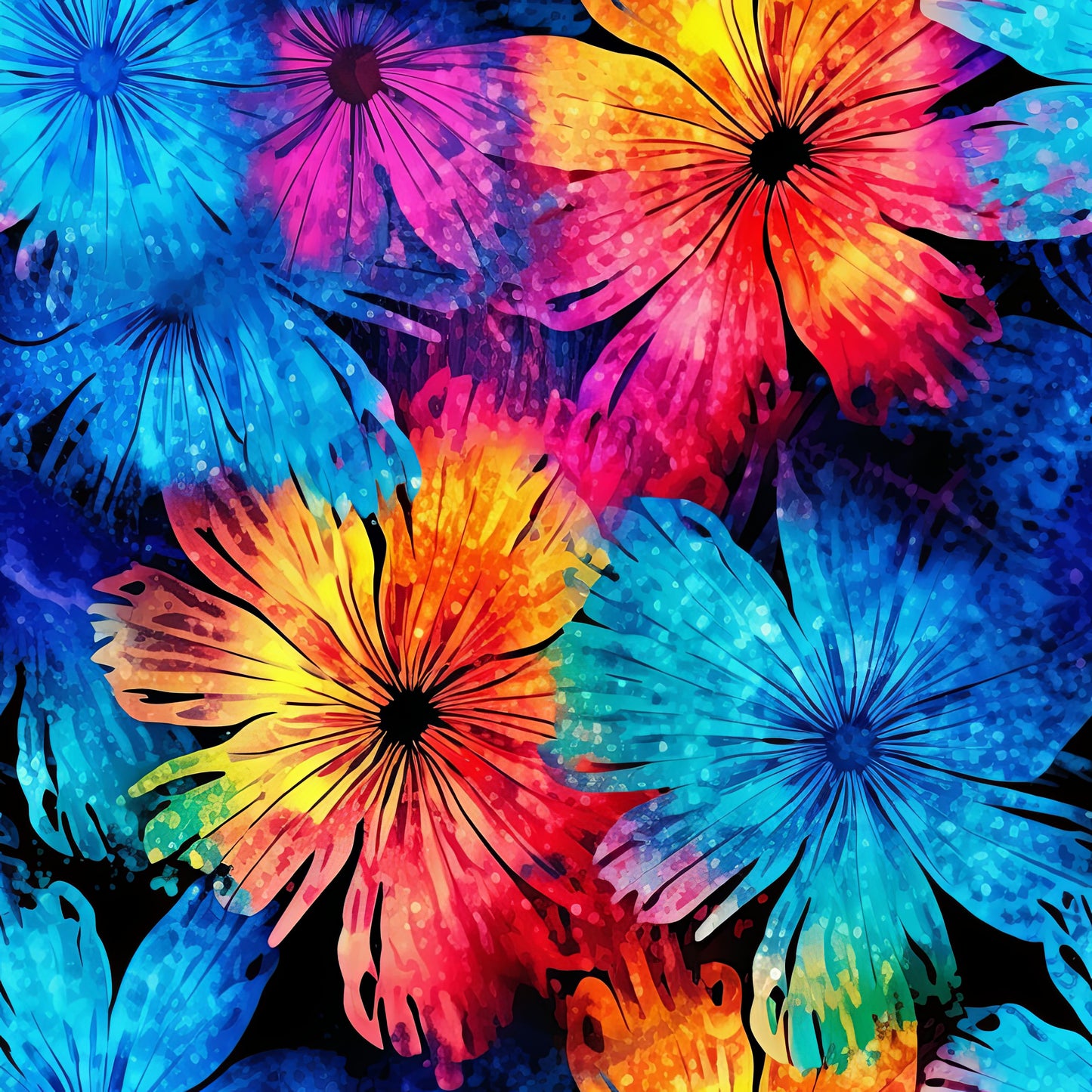 TIE DYE FLOWERS VINYL - MULTIPLE VARIATIONS