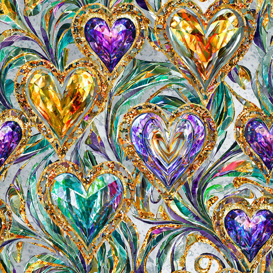 JEWEL HEARTS PATTERN VINYL - MULTIPLE VARIATIONS