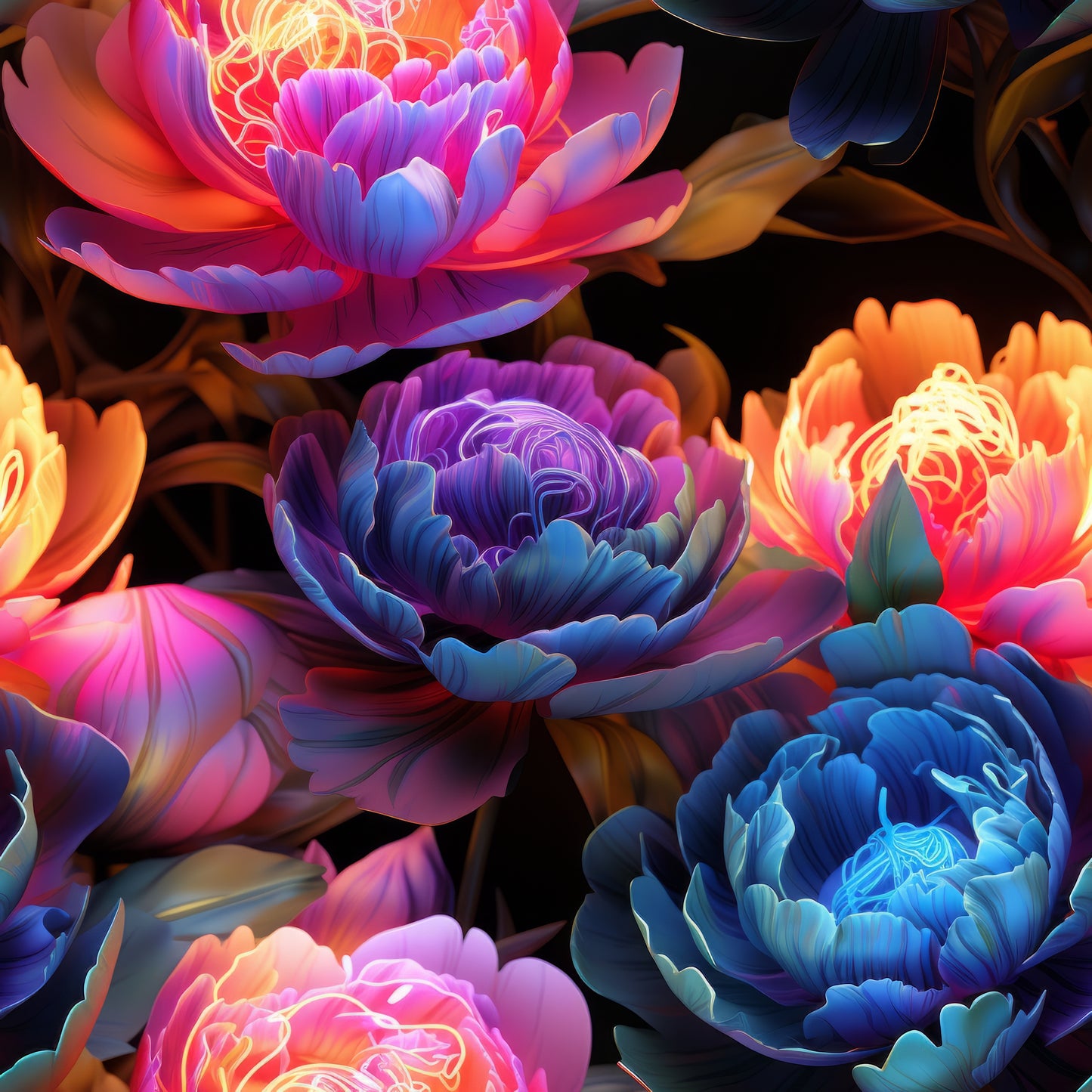 NEON PEONIES - MULTIPLE VARIATIONS