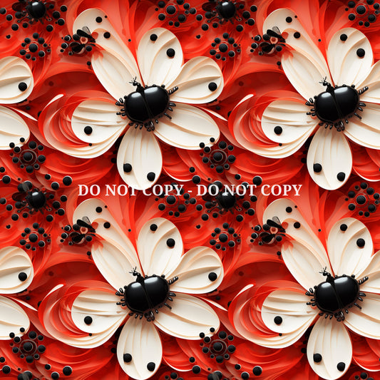 LADYBUG FLOWERS PATTERN VINYL - MULTIPLE VARIATIONS