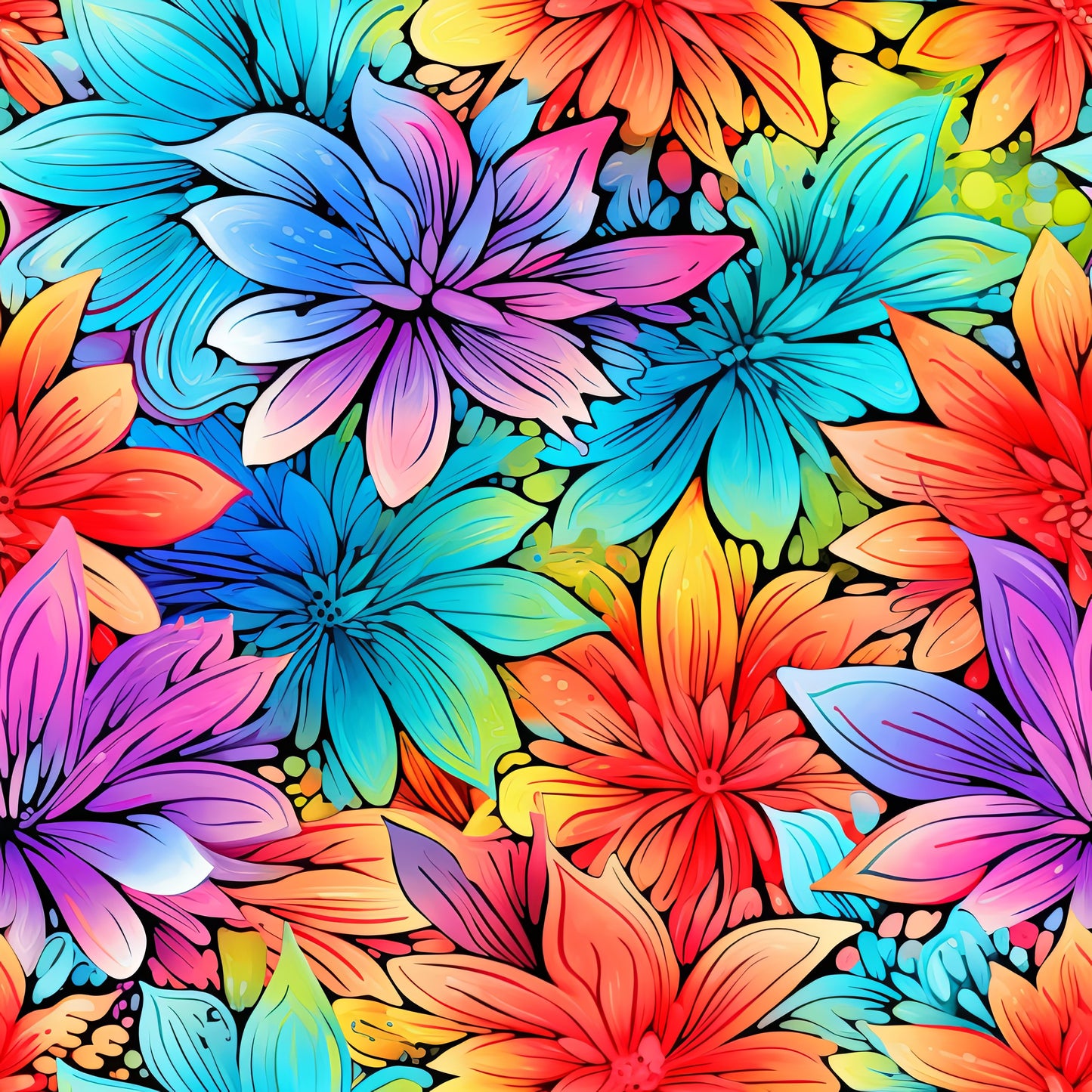 TIE DYE FLOWERS VINYL - MULTIPLE VARIATIONS