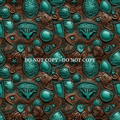 TURQUOISE COWGIRL TEXTURE PATTERN VINYL - MULTIPLE VARIATIONS