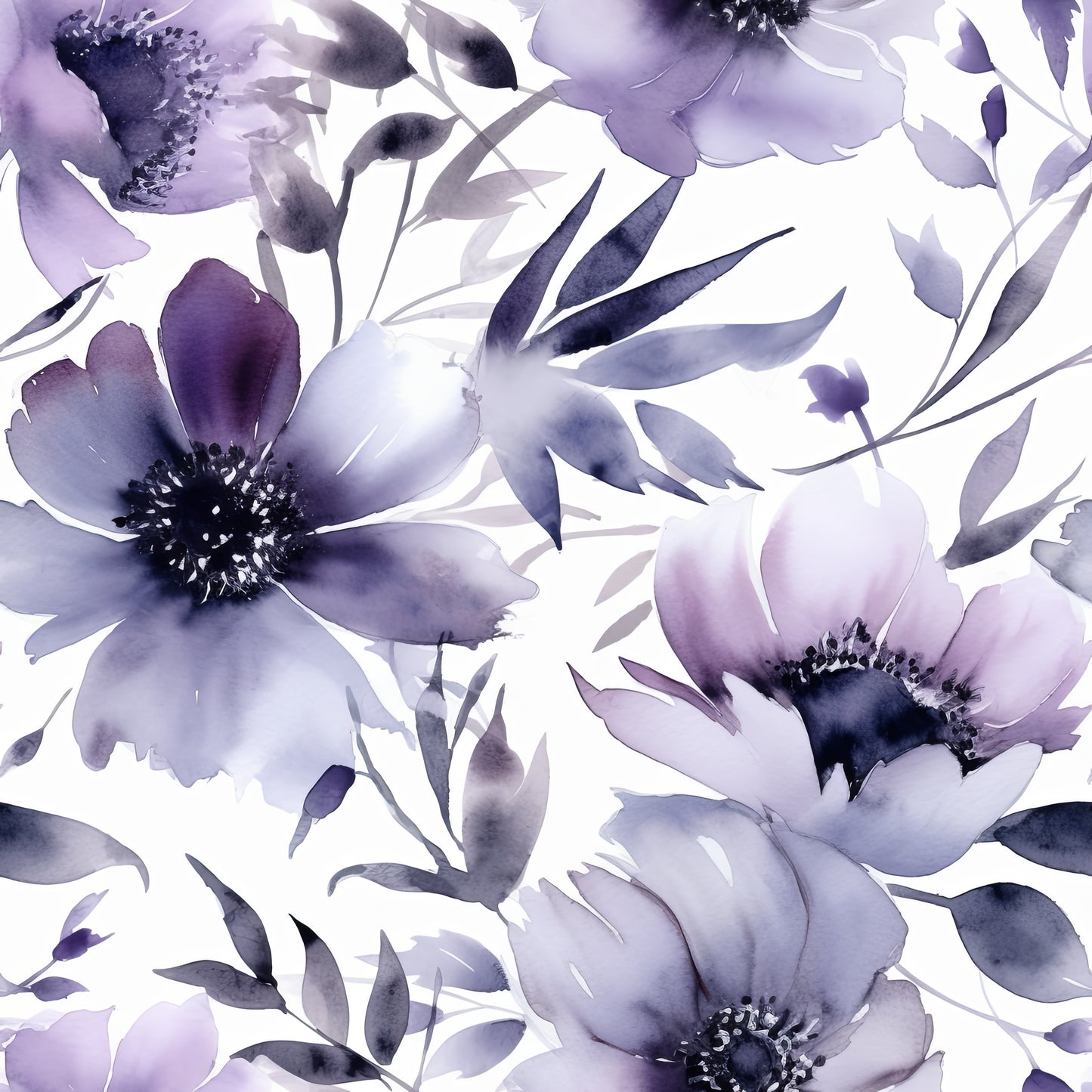 PURPLE WATERCOLOR FLOWERS VINYL - MULTIPLE VARIATIONS