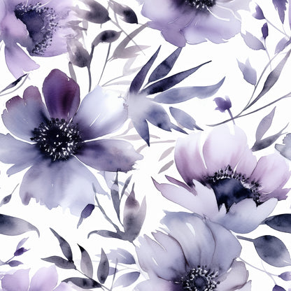 PURPLE WATERCOLOR FLOWERS VINYL - MULTIPLE VARIATIONS