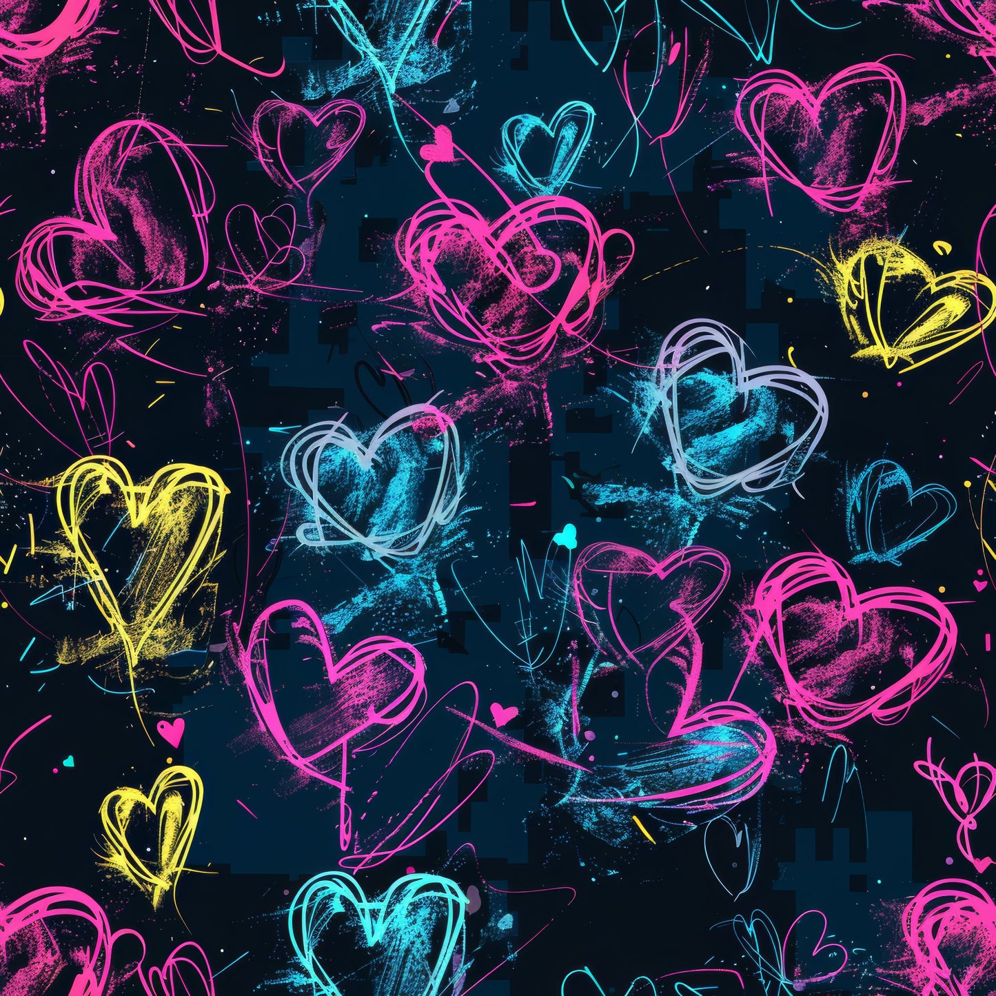 NEON GRAFFITI HEARTS PATTERN VINYL - MULTIPLE VARIATIONS