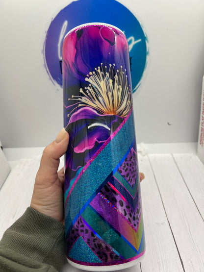 Purple and Teal Flower Template Tumbler