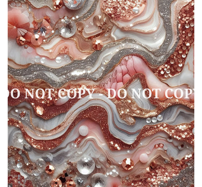 JEWELED ROSE GOLD AGATE PATTERN VINYL - MULTIPLE VARIATIONS