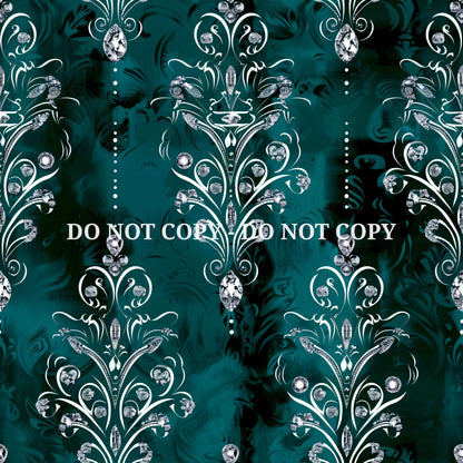 TEAL JEWELED DAMASK - MULTIPLE VARIATIONS