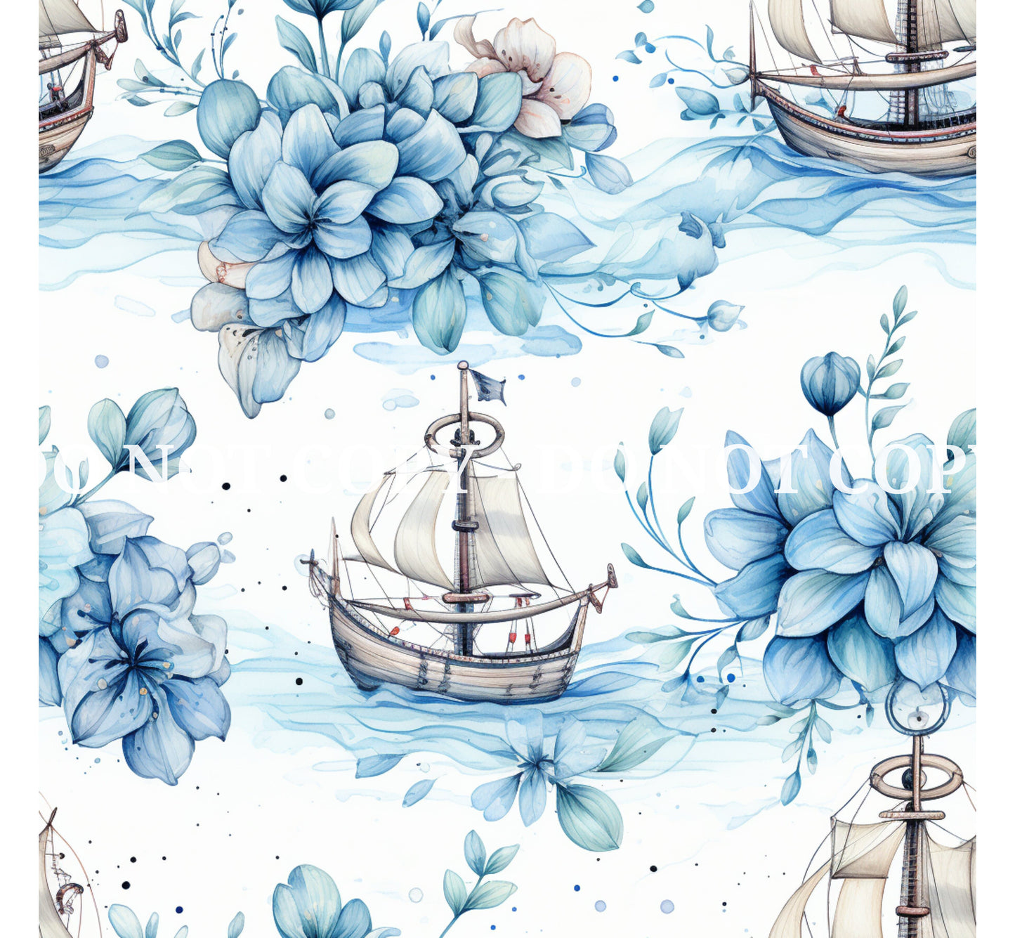 NAUTICAL WATERCOLOR PATTERN VINYL - MULTIPLE VARIATIONS