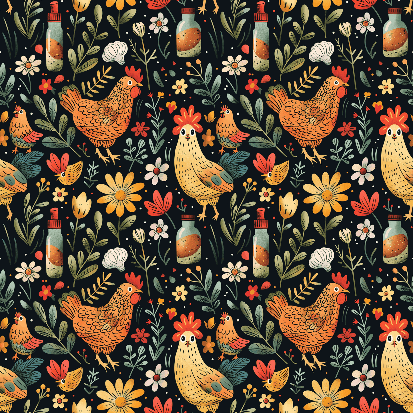 FARM CHICKENS PATTERN VINYL - MULTIPLE VARIATIONS