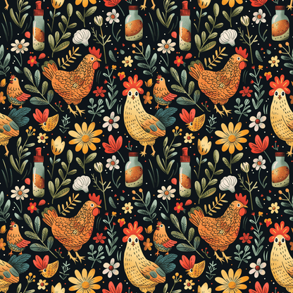 FARM CHICKENS PATTERN VINYL - MULTIPLE VARIATIONS