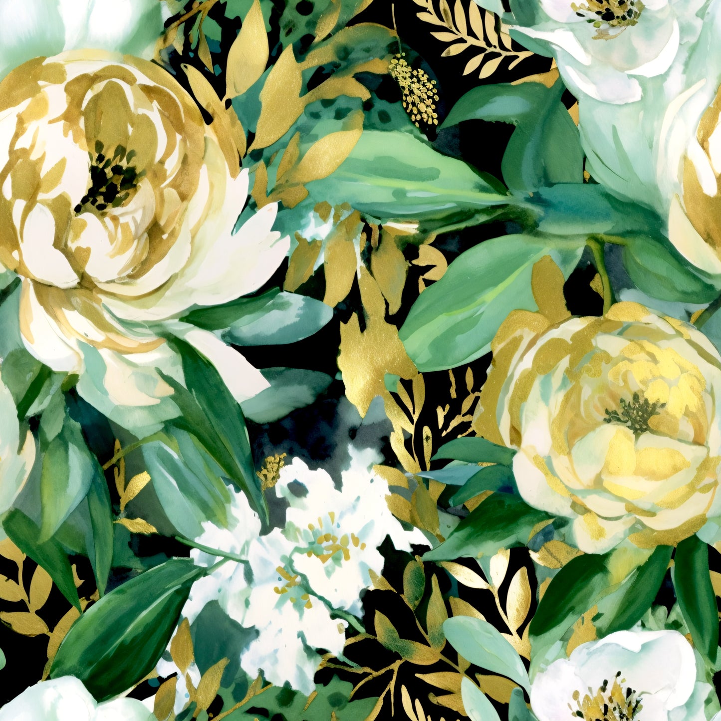 GREEN FLORAL PAINT - MULTIPLE VARIATIONS