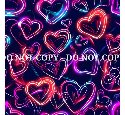 NEON GRAFFITI HEARTS PATTERN VINYL - MULTIPLE VARIATIONS