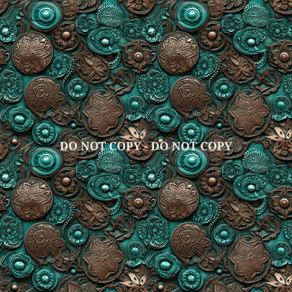 TURQUOISE COWGIRL TEXTURE PATTERN VINYL - MULTIPLE VARIATIONS