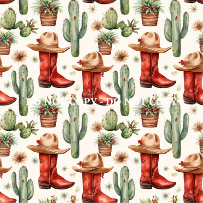 COWBOY CHRISTMAS PATTERN VINYL - MULTIPLE VARIATIONS