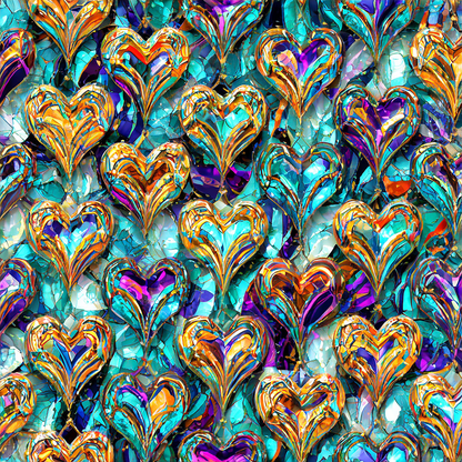 JEWEL HEARTS PATTERN VINYL - MULTIPLE VARIATIONS