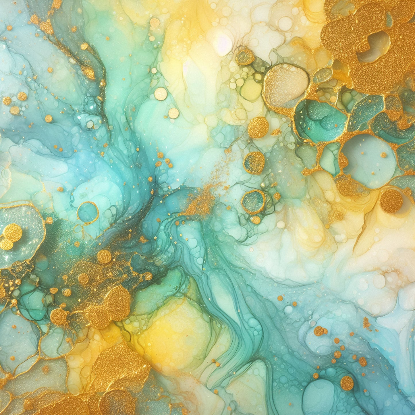 YELLOW AND AQUA ALCOHOL INK PATTERN VINYL - MULTIPLE VARIATIONS