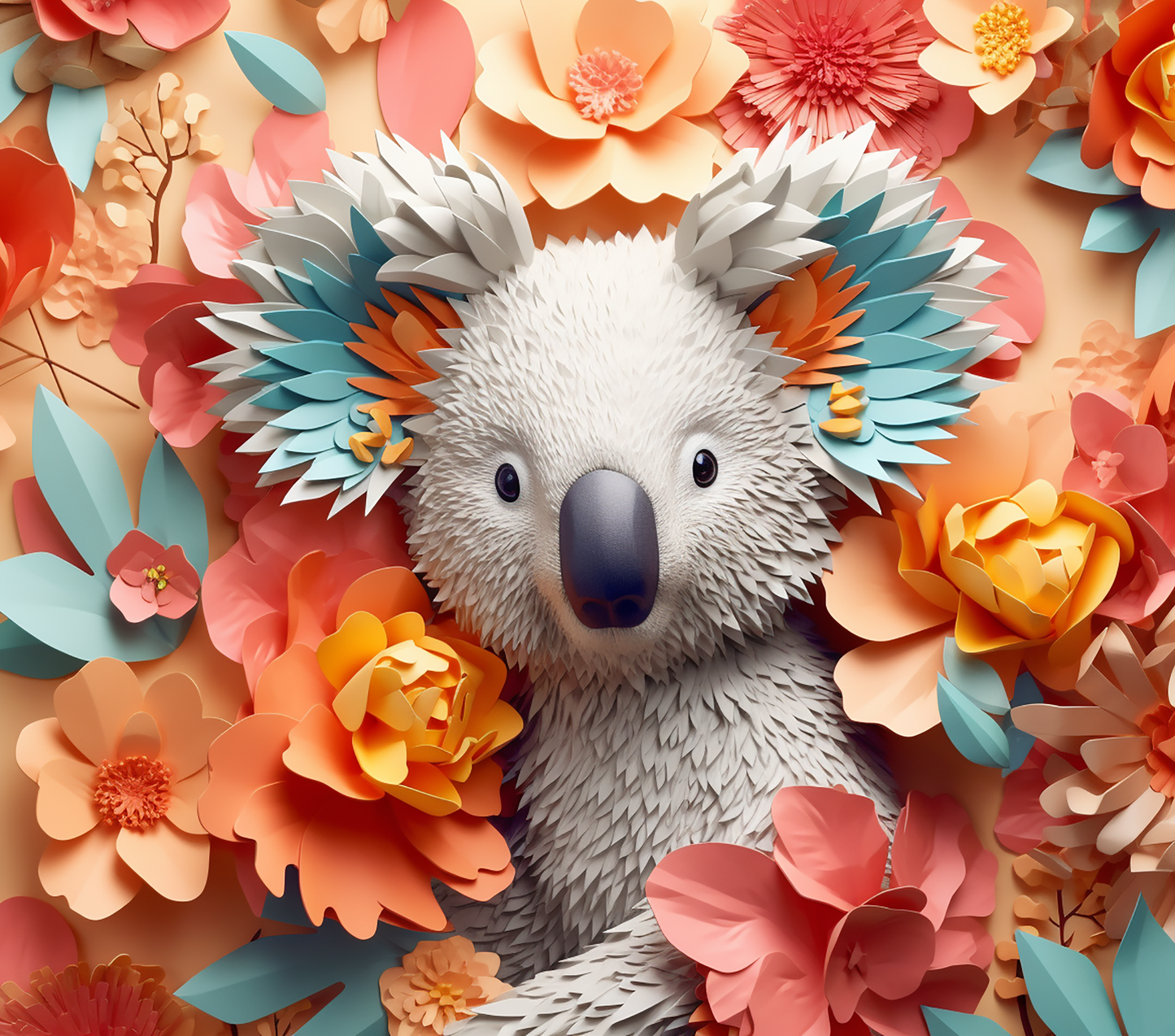 3D Colorful Koala Flowers
