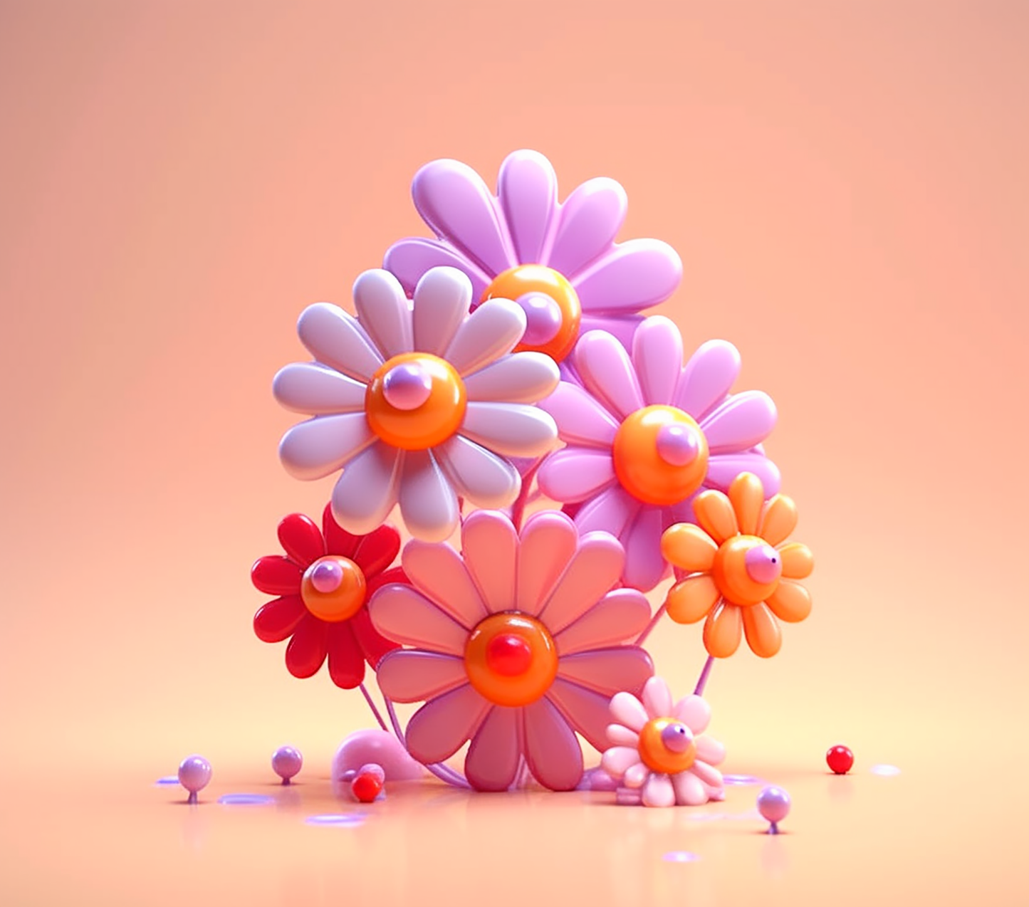 3D CUTE COLORFUL FLOWERS