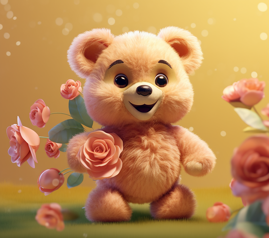 3D CUTE TEDDY BEAR ROSES