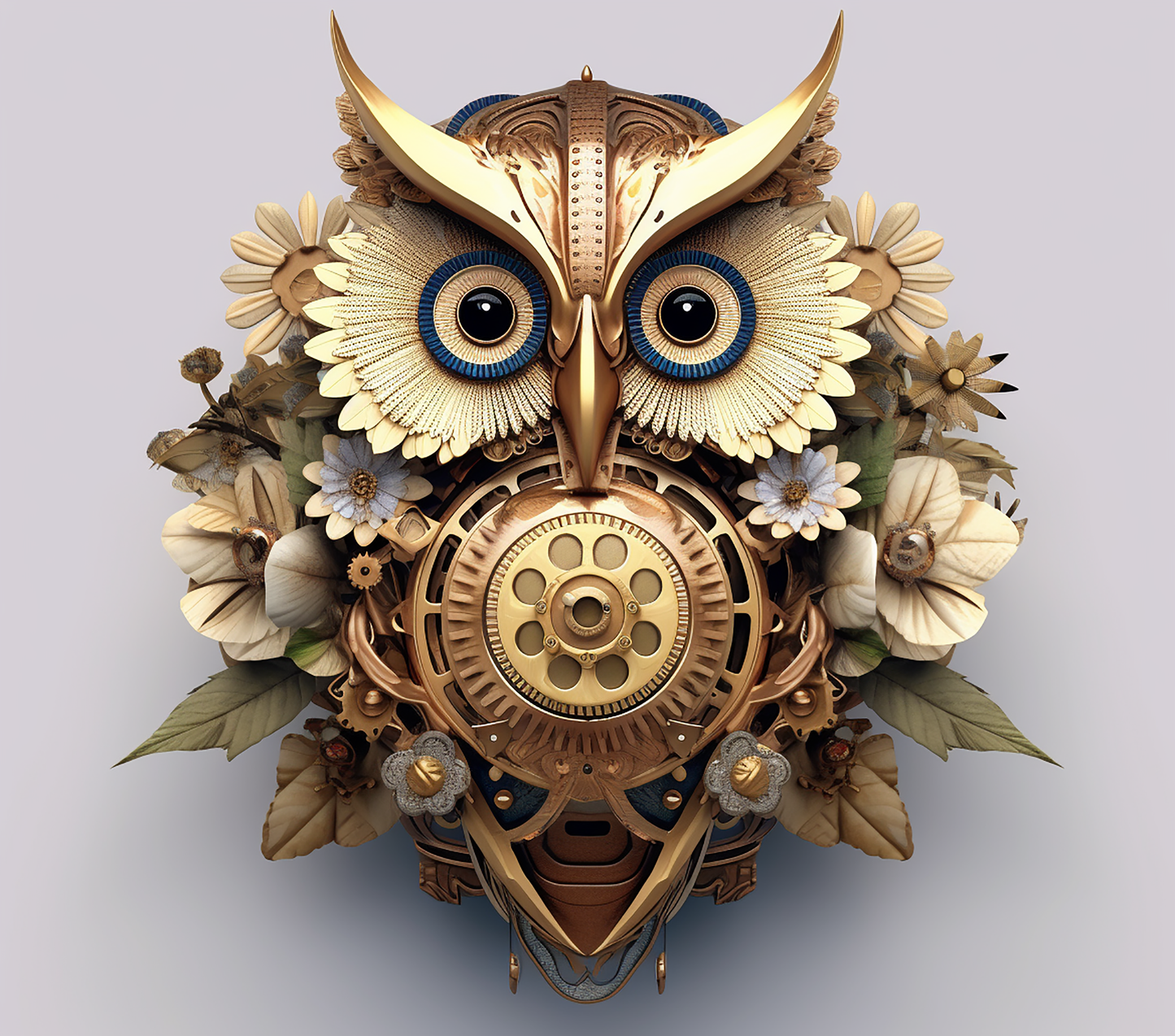 3D GOLDEN OWL STEAMPUNK