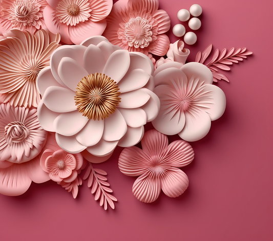3D PINK FLOWERS WITH COLORFUL FLORAL
