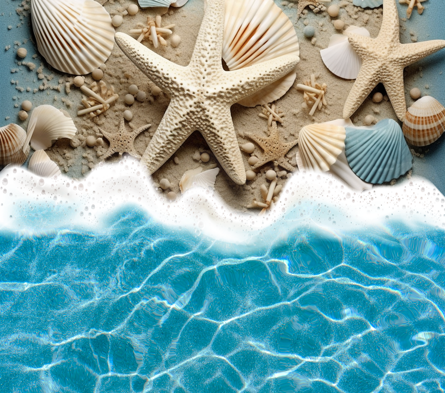 3D starfish and seashell ocean