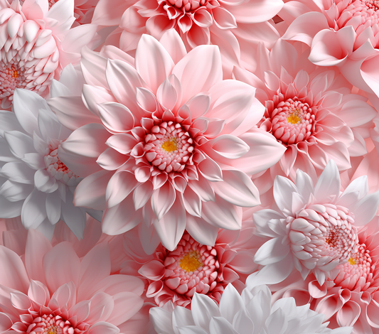 3D WHITE PINK FLORAL