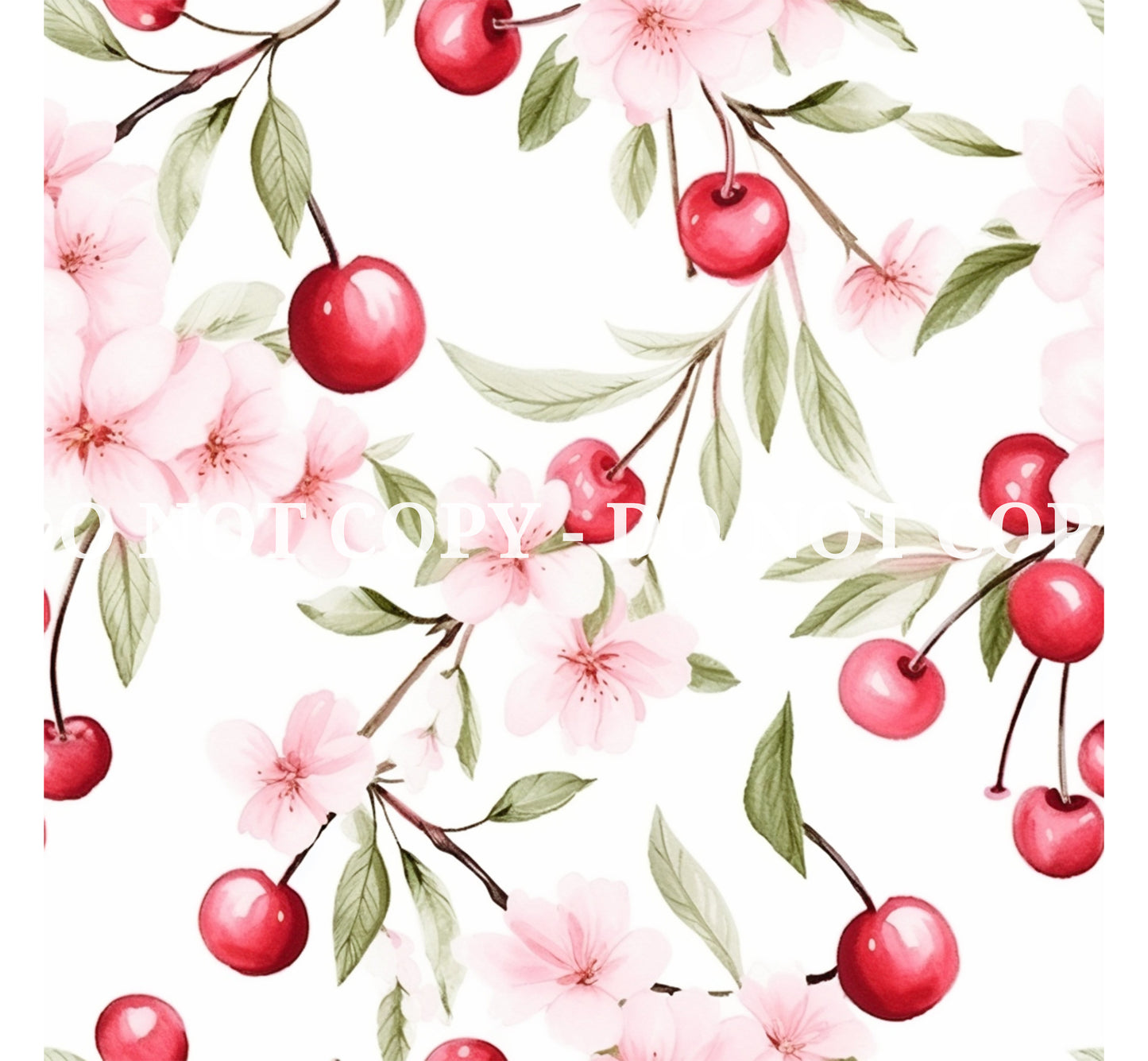 WATERCOLOR CHERRY GARDEN PATTERN VINYL - MULTIPLE VARIATIONS