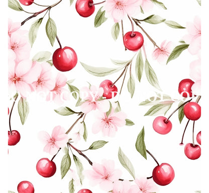 WATERCOLOR CHERRY GARDEN PATTERN VINYL - MULTIPLE VARIATIONS