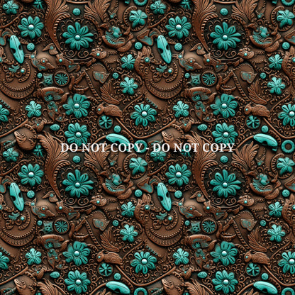 TURQUOISE COWGIRL TEXTURE PATTERN VINYL - MULTIPLE VARIATIONS