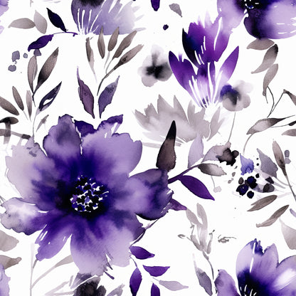 PURPLE WATERCOLOR FLOWERS VINYL - MULTIPLE VARIATIONS