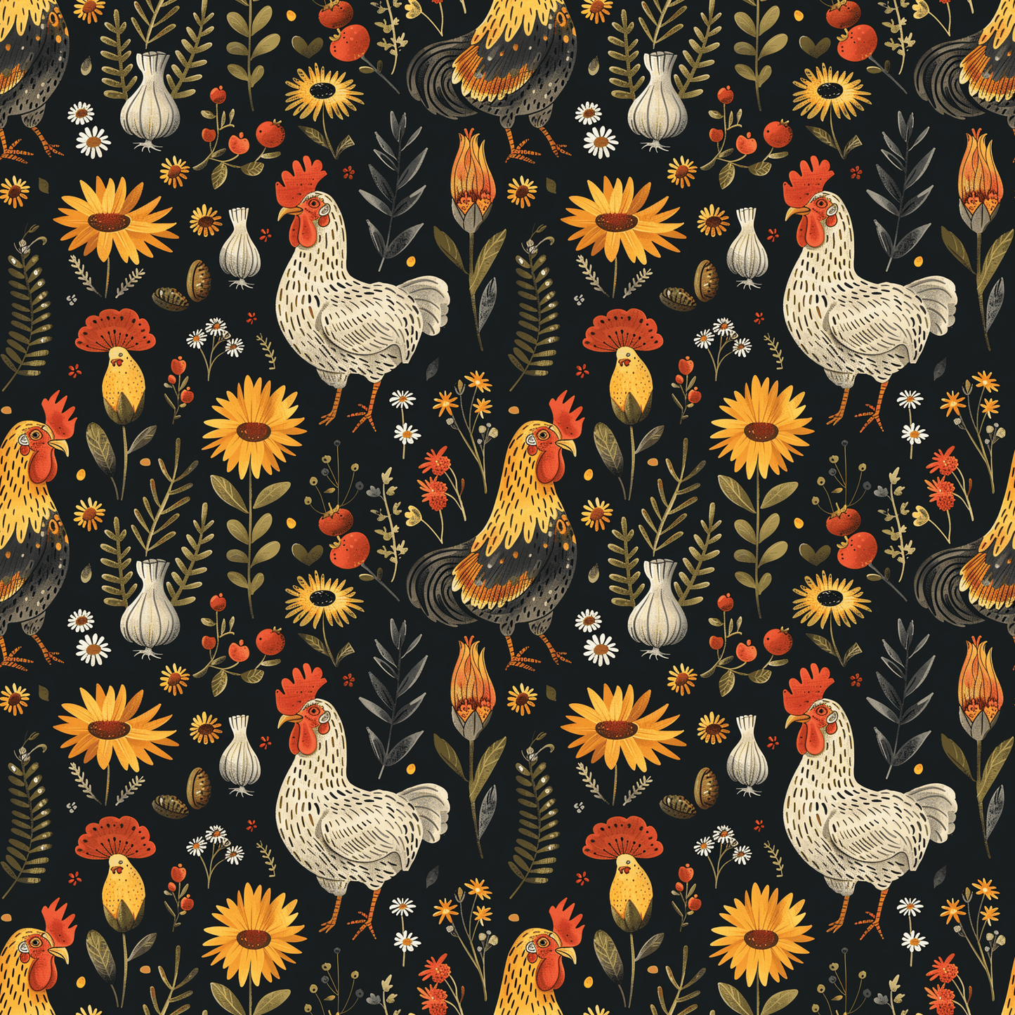 FARM CHICKENS PATTERN VINYL - MULTIPLE VARIATIONS