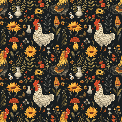 FARM CHICKENS PATTERN VINYL - MULTIPLE VARIATIONS