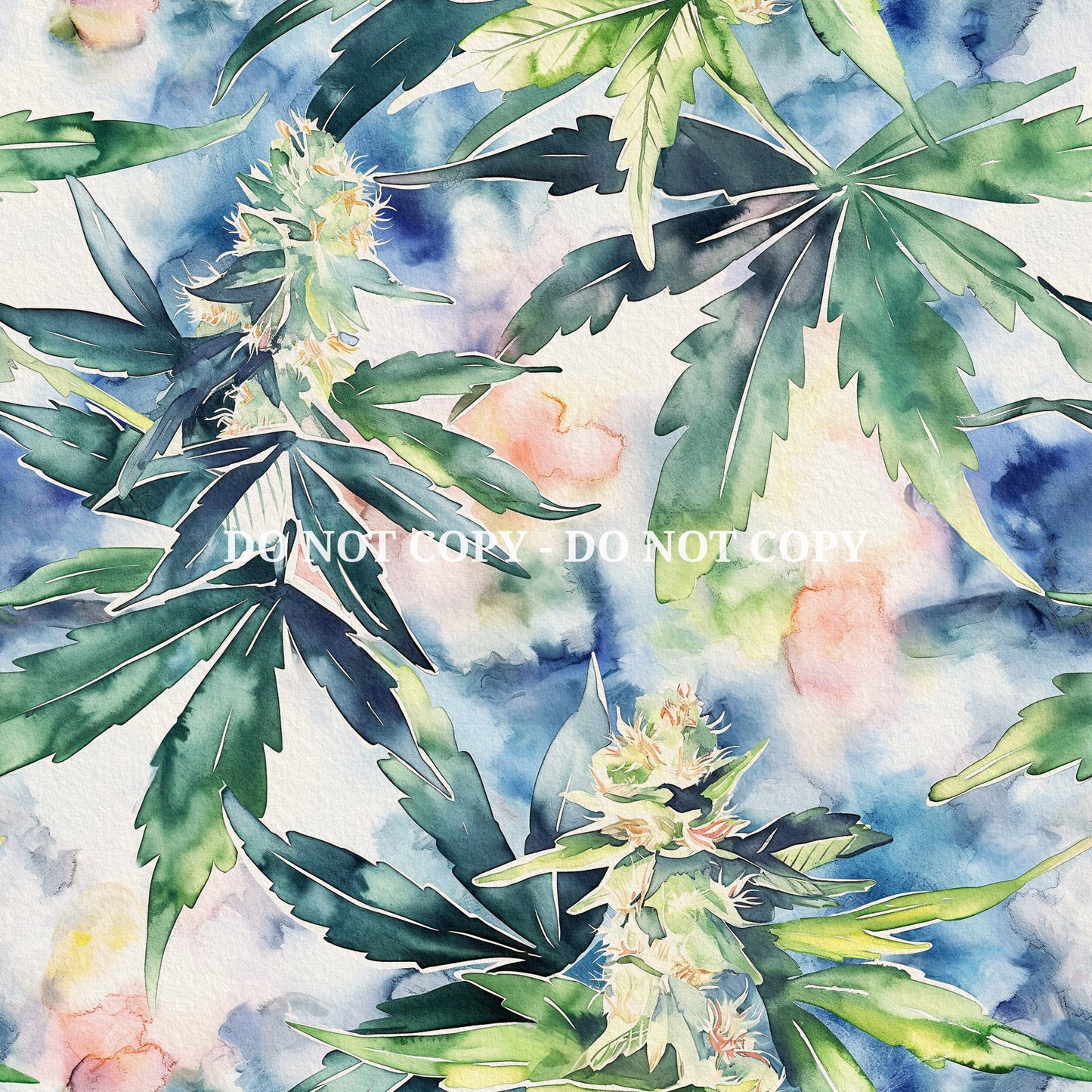 CANNABIS WATERCOLOR PATTERN VINYL - MULTIPLE VARIATIONS