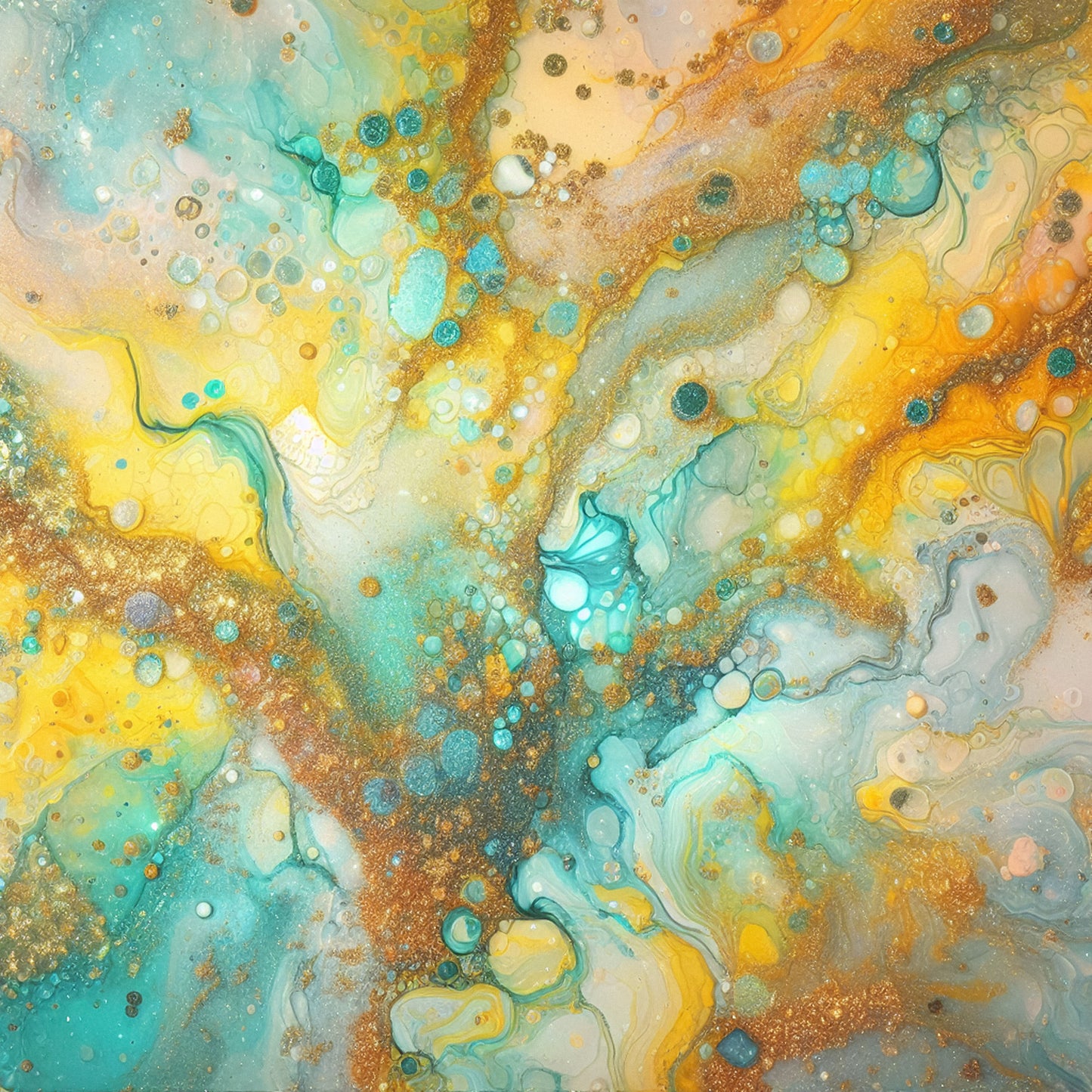 YELLOW AND AQUA ALCOHOL INK PATTERN VINYL - MULTIPLE VARIATIONS