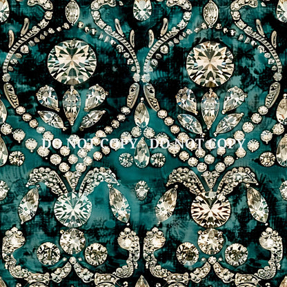 TEAL JEWELED DAMASK - MULTIPLE VARIATIONS