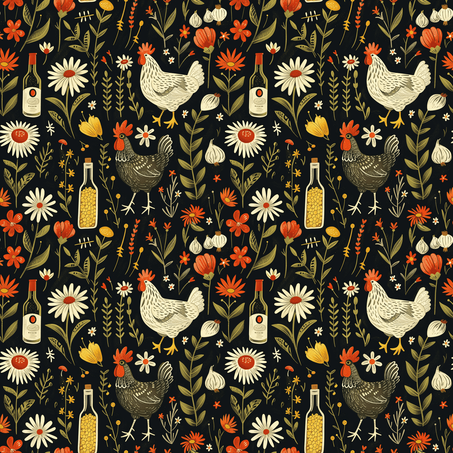 FARM CHICKENS PATTERN VINYL - MULTIPLE VARIATIONS