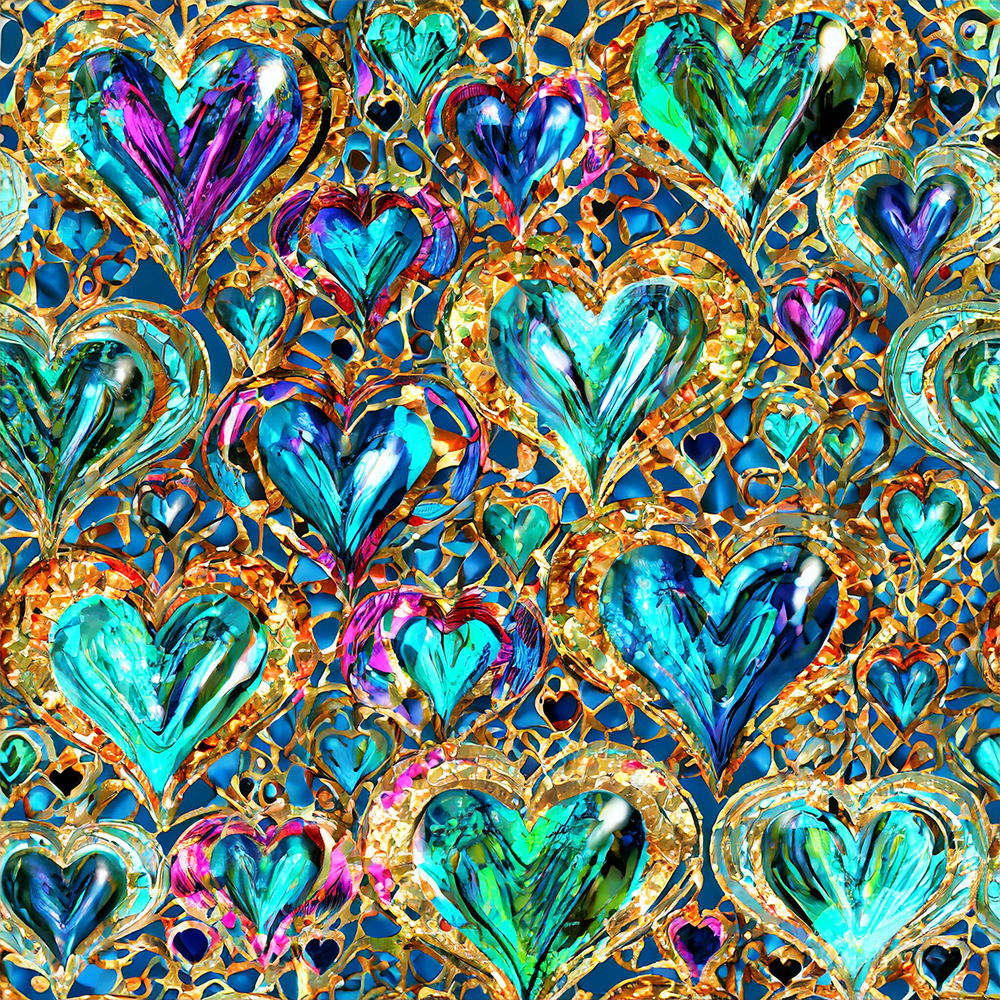 JEWEL HEARTS PATTERN VINYL - MULTIPLE VARIATIONS